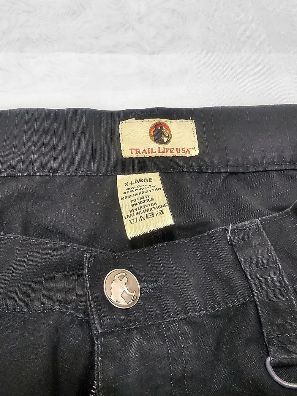 Trail Life USA Men’s Black Ripstop Cargo Shorts Pockets Size XL